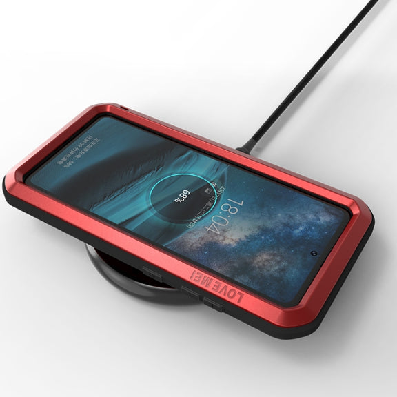For Galaxy A51 LOVE MEI Metal Shockproof Water-resistant Dustproof Protective Case(Red)
