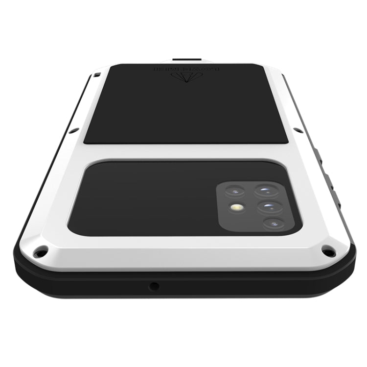 For Galaxy A51 LOVE MEI Metal Shockproof Water-resistant Dustproof Protective Case(White)