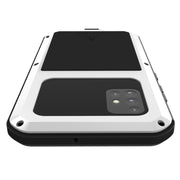 For Galaxy A51 LOVE MEI Metal Shockproof Water-resistant Dustproof Protective Case(White)