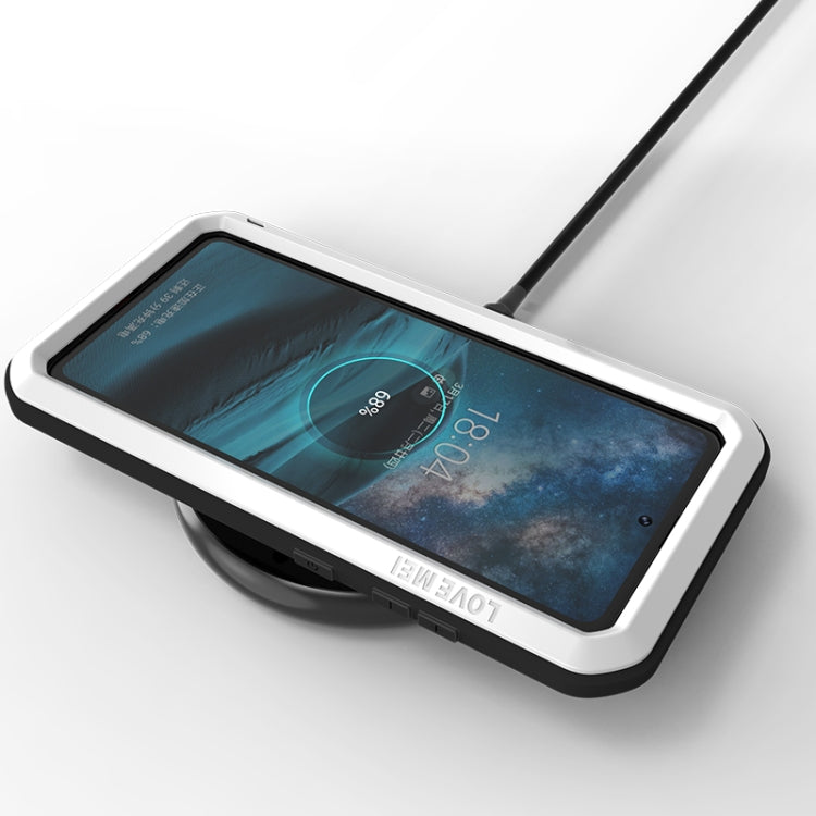 For Galaxy A51 LOVE MEI Metal Shockproof Water-resistant Dustproof Protective Case(White)
