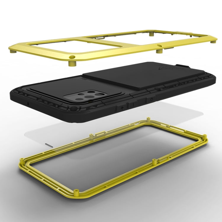 For Galaxy A51 LOVE MEI Metal Shockproof Water-resistant Dustproof Protective Case(Yellow)
