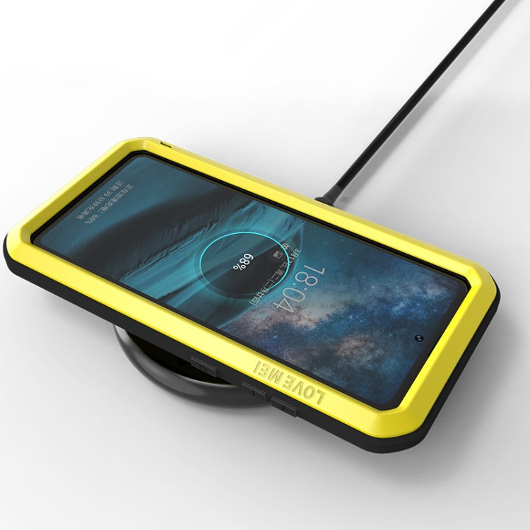 For Galaxy A51 LOVE MEI Metal Shockproof Water-resistant Dustproof Protective Case(Yellow)