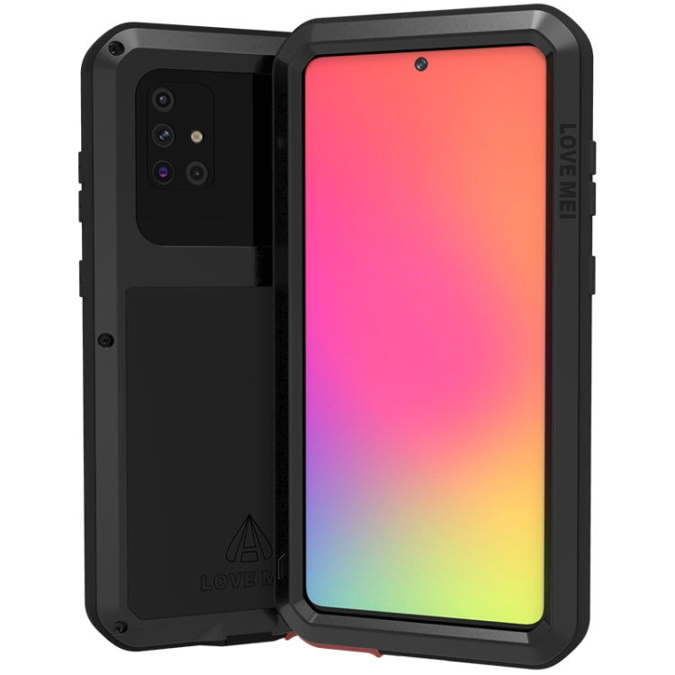 For Galaxy A71 LOVE MEI Metal Shockproof Water-resistant Dustproof Protective Case(Black)