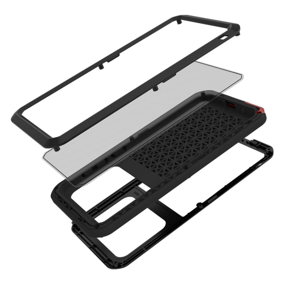For Galaxy A71 LOVE MEI Metal Shockproof Water-resistant Dustproof Protective Case(Black)