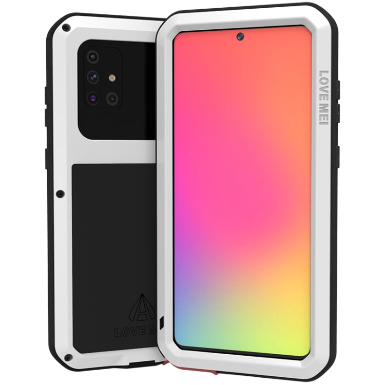 For Galaxy A71 LOVE MEI Metal Shockproof Water-resistant Dustproof Protective Case(White)