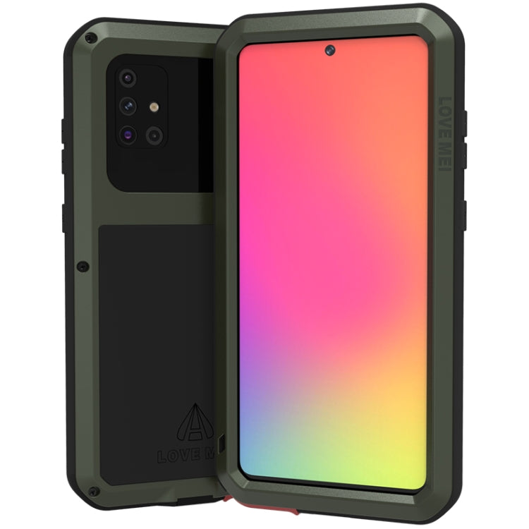 For Galaxy A71 LOVE MEI Metal Shockproof Water-resistant Dustproof Protective Case(Army Green)