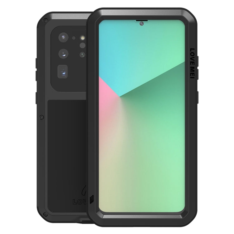 For Galaxy S20 Ultra LOVE MEI Metal Shockproof Water-resistant Dustproof Protective Case(Black)