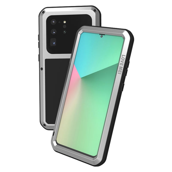 For Galaxy S20 Ultra LOVE MEI Metal Shockproof Water-resistant Dustproof Protective Case(Silver)