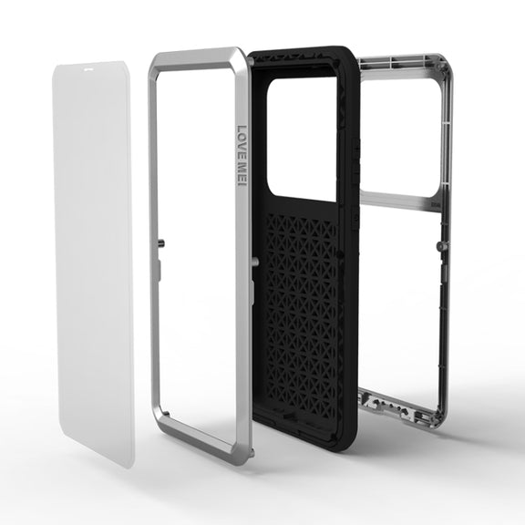 For Galaxy S20 Ultra LOVE MEI Metal Shockproof Water-resistant Dustproof Protective Case(Silver)