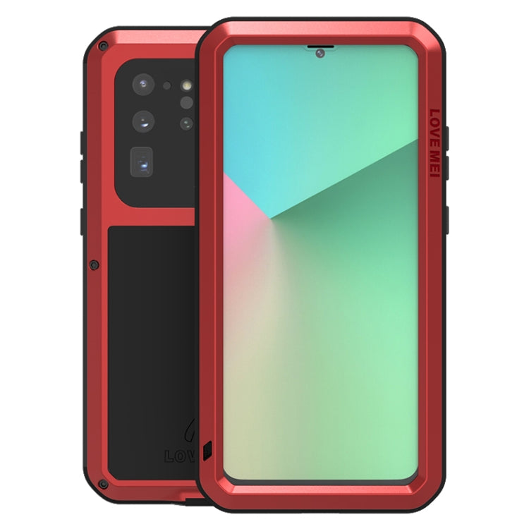 For Galaxy S20 Ultra LOVE MEI Metal Shockproof Water-resistant Dustproof Protective Case(Red)