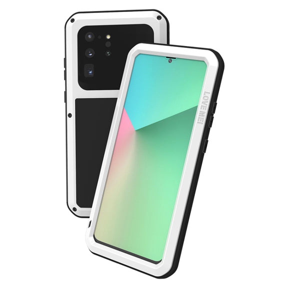 For Galaxy S20 Ultra LOVE MEI Metal Shockproof Water-resistant Dustproof Protective Case(White)