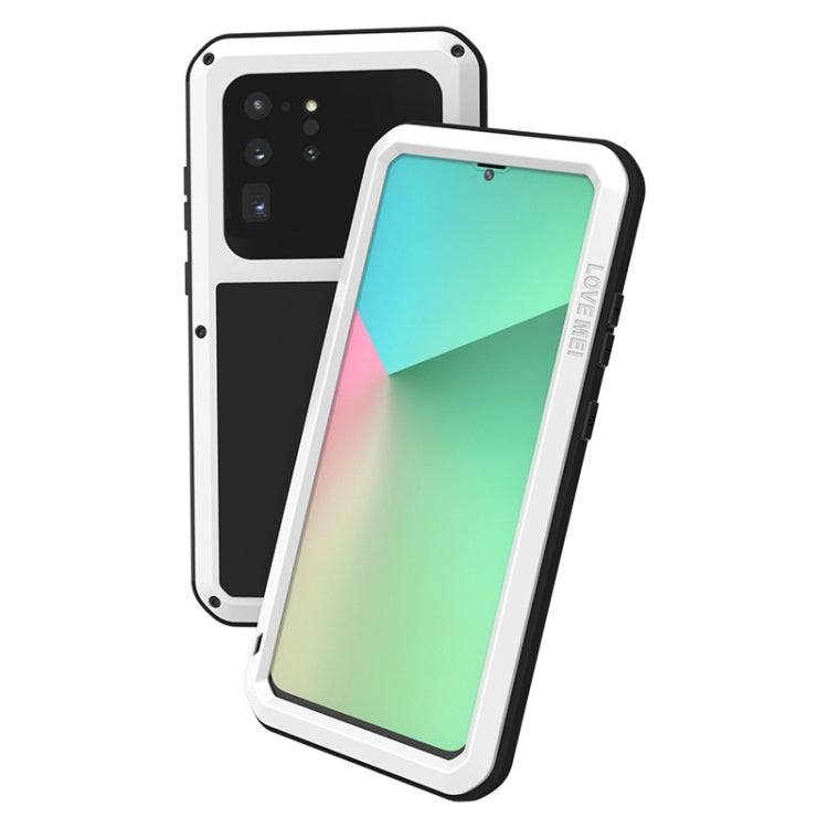 For Galaxy S20 Ultra LOVE MEI Metal Shockproof Water-resistant Dustproof Protective Case(White)