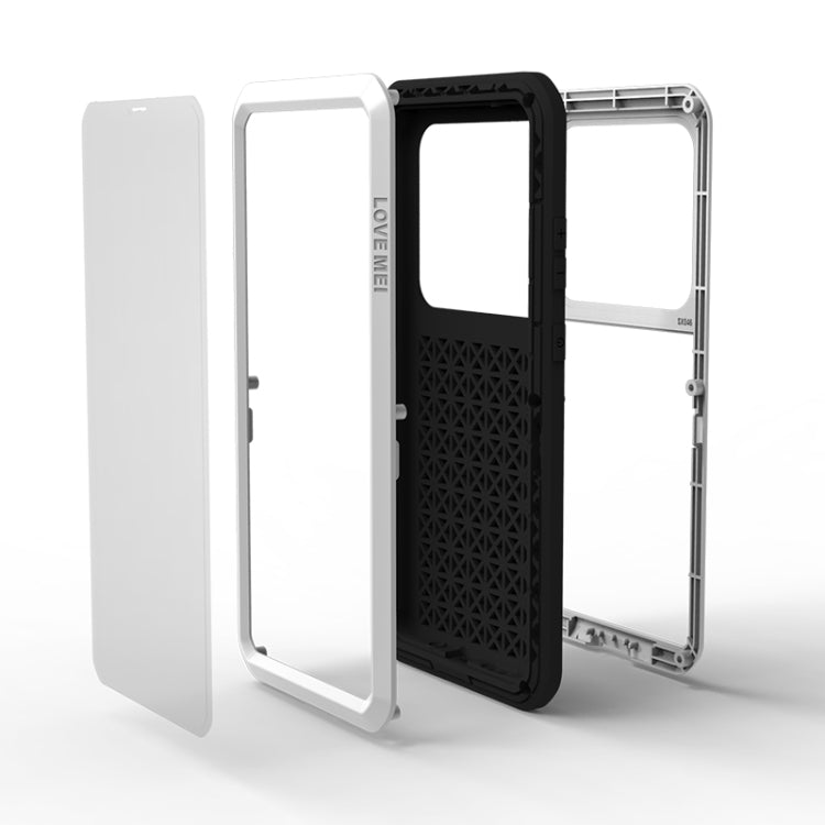 For Galaxy S20 Ultra LOVE MEI Metal Shockproof Water-resistant Dustproof Protective Case(White)