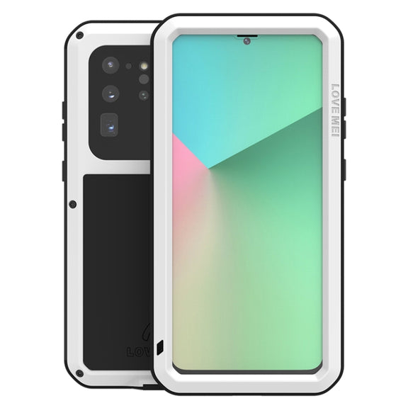 For Galaxy S20 Ultra LOVE MEI Metal Shockproof Water-resistant Dustproof Protective Case(White)