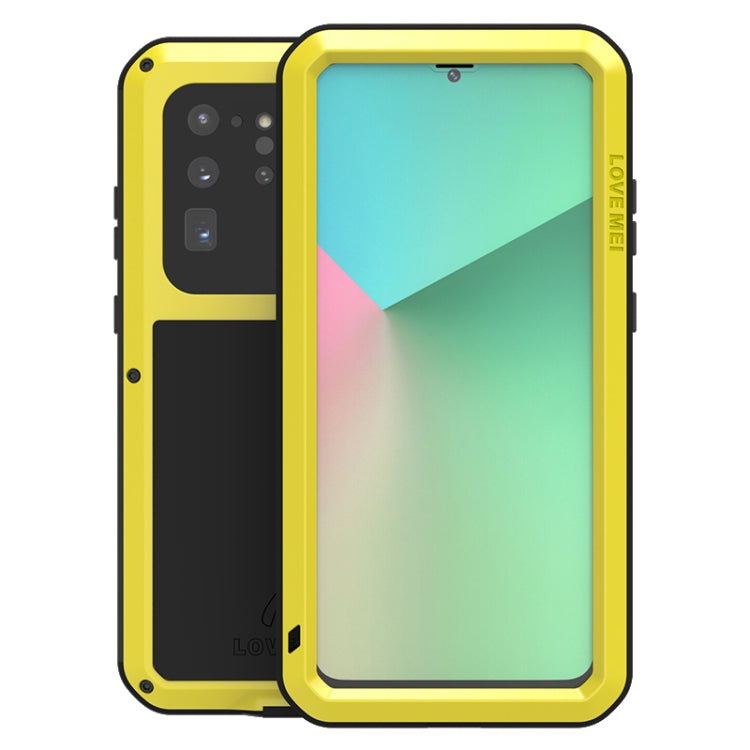 For Galaxy S20 Ultra LOVE MEI Metal Shockproof Water-resistant Dustproof Protective Case(Yellow)