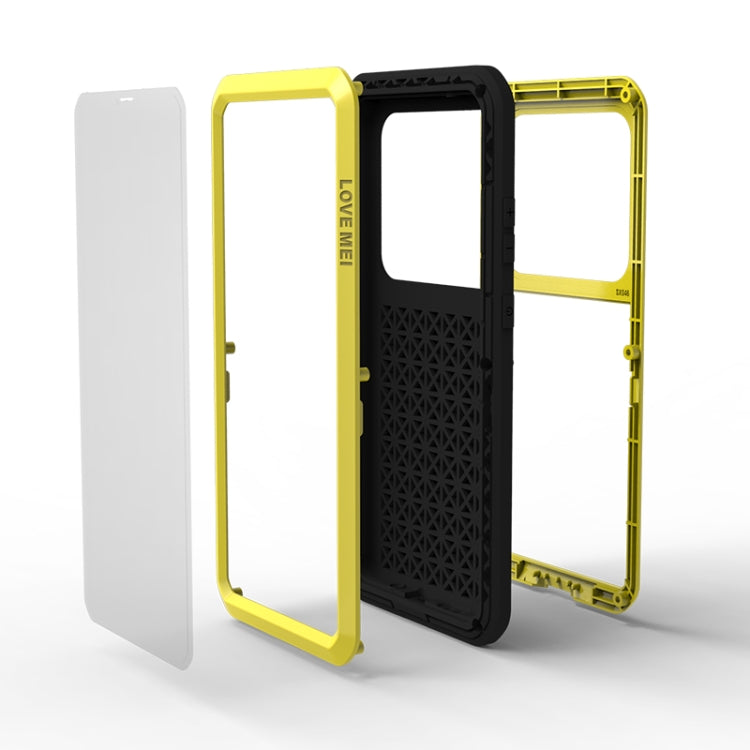 For Galaxy S20 Ultra LOVE MEI Metal Shockproof Water-resistant Dustproof Protective Case(Yellow)