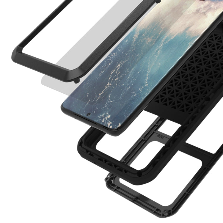 For Galaxy S20 Plus LOVE MEI Metal Shockproof Water-resistant Dustproof Protective Case(Black)