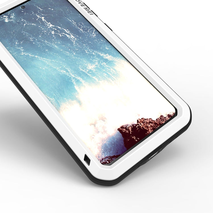 For Galaxy S20 Plus LOVE MEI Metal Shockproof Water-resistant Dustproof Protective Case(White)