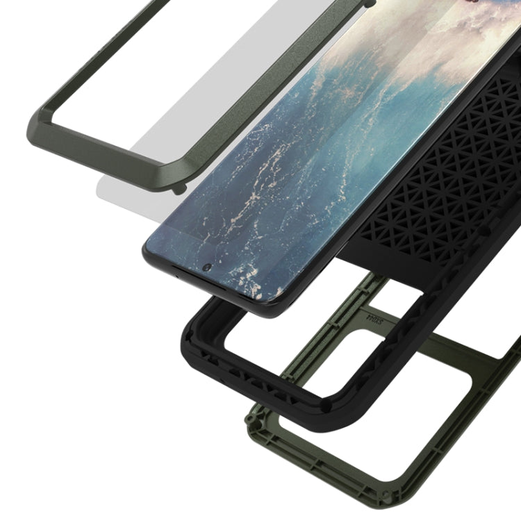 For Galaxy S20 Plus LOVE MEI Metal Shockproof Water-resistant Dustproof Protective Case(Army Green)