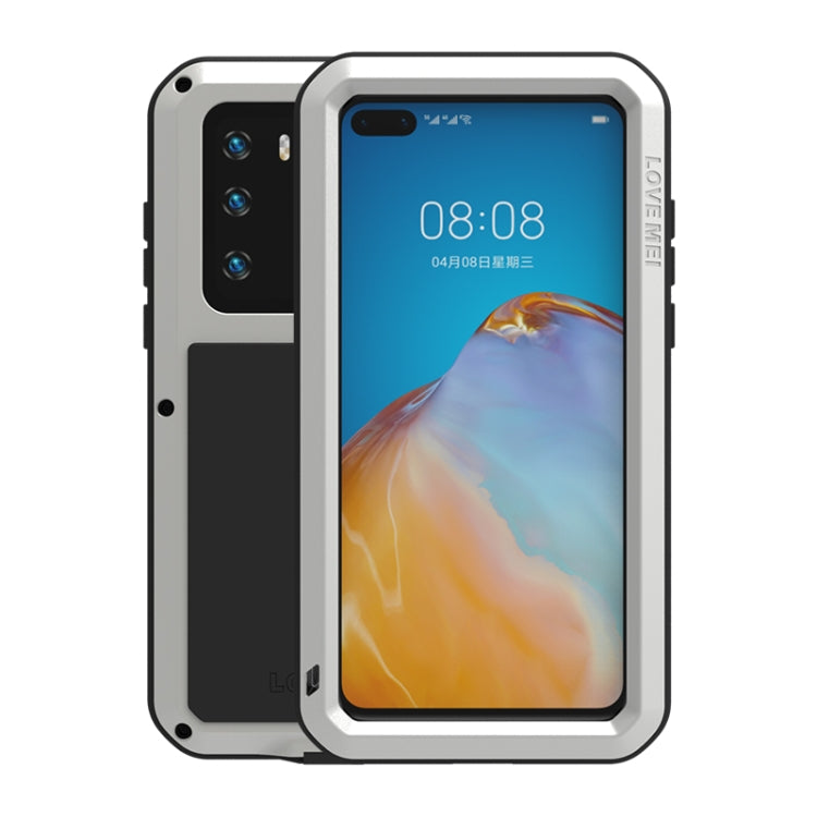 For Huawei P40 LOVE MEI Metal Shockproof Water-resistant Dustproof Protective Case(Silver)
