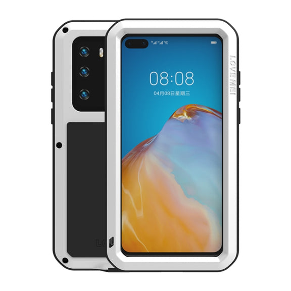 For Huawei P40 LOVE MEI Metal Shockproof Water-resistant Dustproof Protective Case(White)