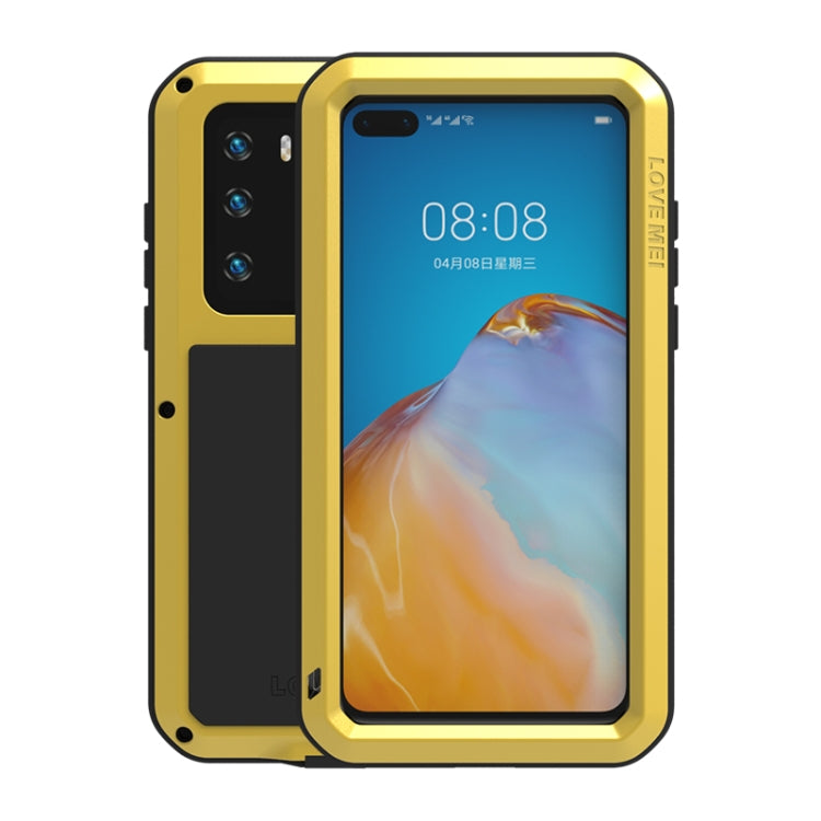 For Huawei P40 LOVE MEI Metal Shockproof Water-resistant Dustproof Protective Case(Yellow)