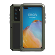 For Huawei P40 LOVE MEI Metal Shockproof Water-resistant Dustproof Protective Case(Army Green)