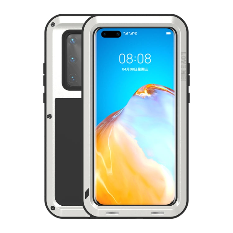 For Huawei P40 Pro LOVE MEI Metal Shockproof Water-resistant Dustproof Protective Case(Silver)