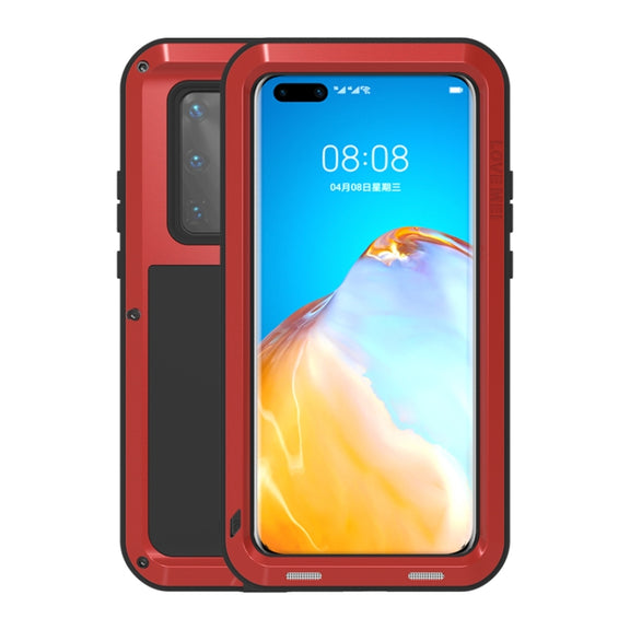 For Huawei P40 Pro LOVE MEI Metal Shockproof Water-resistant Dustproof Protective Case(Red)