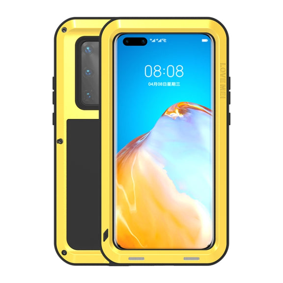 For Huawei P40 Pro LOVE MEI Metal Shockproof Water-resistant Dustproof Protective Case(Yellow)