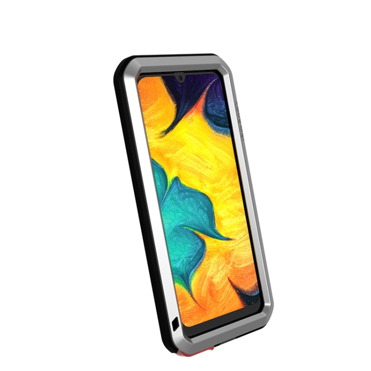 For Galaxy A30 LOVE MEI Metal Shockproof Water-resistant Dustproof Protective Case(Silver)