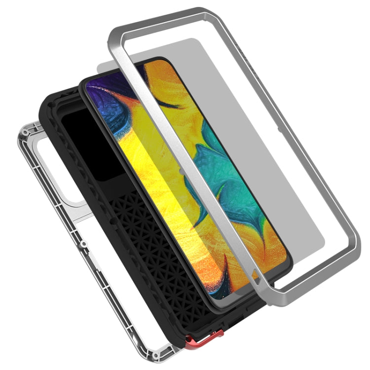For Galaxy A30 LOVE MEI Metal Shockproof Water-resistant Dustproof Protective Case(Silver)