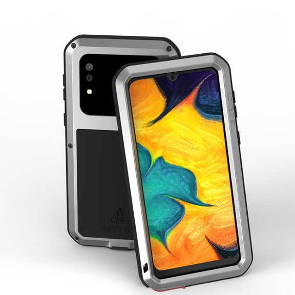 For Galaxy A30 LOVE MEI Metal Shockproof Water-resistant Dustproof Protective Case(Silver)
