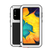 For Galaxy A30 LOVE MEI Metal Shockproof Water-resistant Dustproof Protective Case(White)