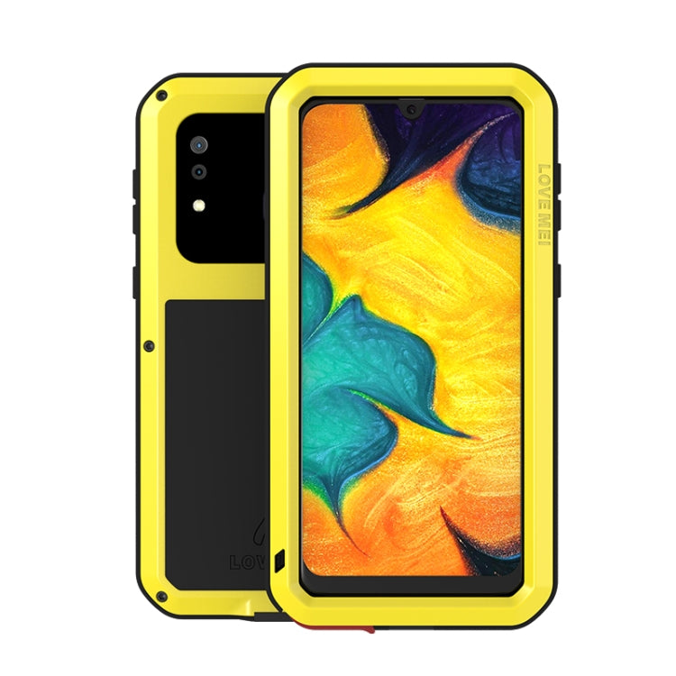 For Galaxy A30 LOVE MEI Metal Shockproof Water-resistant Dustproof Protective Case(Yellow)