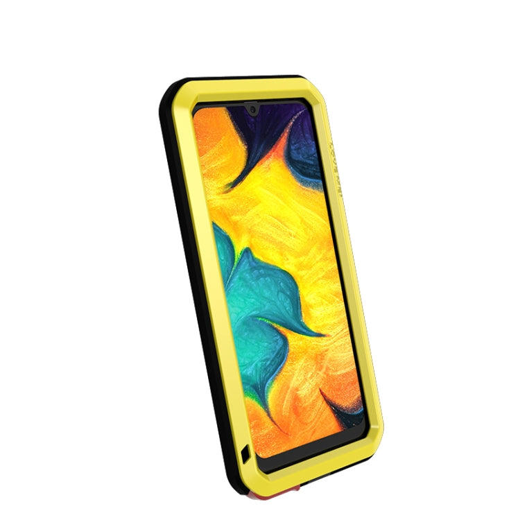 For Galaxy A30 LOVE MEI Metal Shockproof Water-resistant Dustproof Protective Case(Yellow)