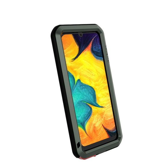 For Galaxy A30 LOVE MEI Metal Shockproof Water-resistant Dustproof Protective Case(Army Green)