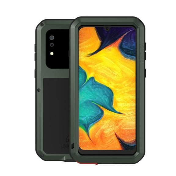For Galaxy A30 LOVE MEI Metal Shockproof Water-resistant Dustproof Protective Case(Army Green)