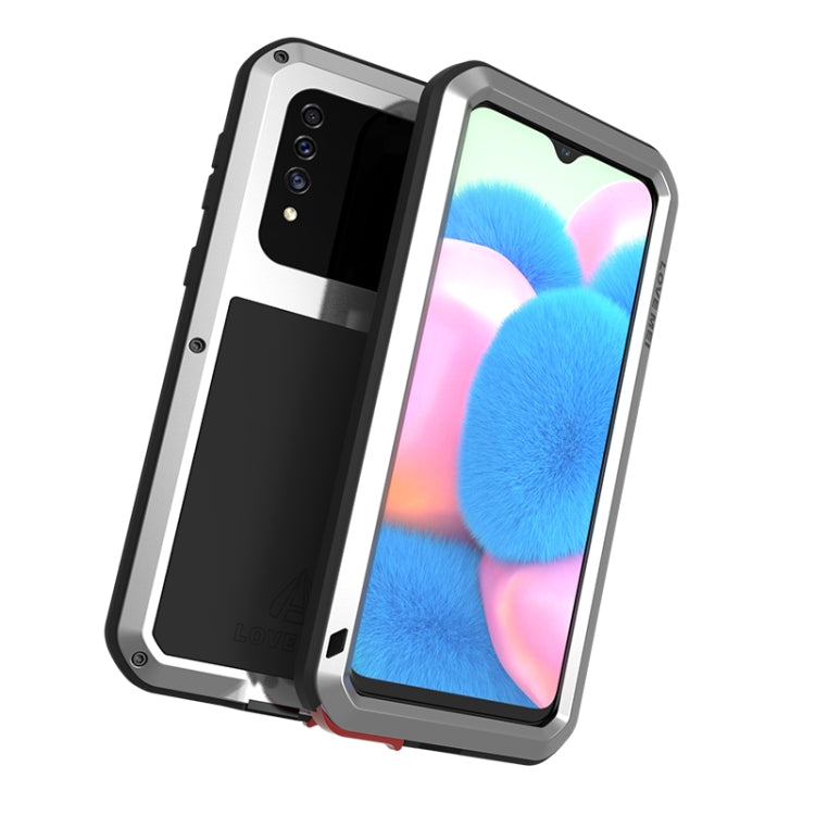 For Galaxy A30s LOVE MEI Metal Shockproof Water-resistant Dustproof Protective Case(Silver)