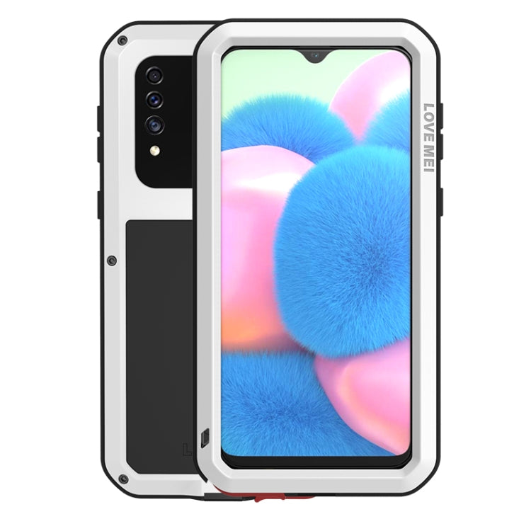 For Galaxy A30s LOVE MEI Metal Shockproof Water-resistant Dustproof Protective Case(White)