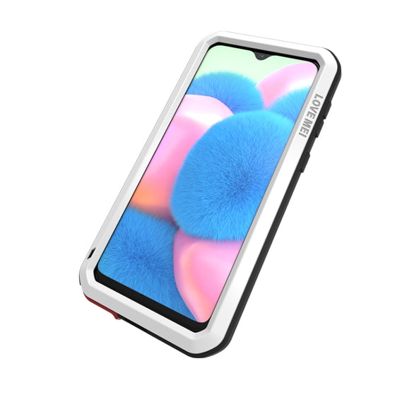 For Galaxy A30s LOVE MEI Metal Shockproof Water-resistant Dustproof Protective Case(White)