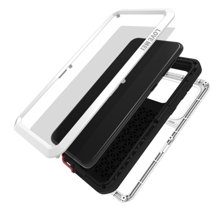 For Galaxy A30s LOVE MEI Metal Shockproof Water-resistant Dustproof Protective Case(White)