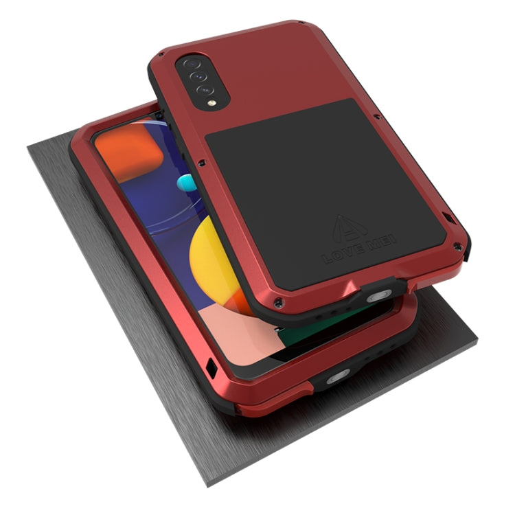 For Galaxy A50s LOVE MEI Metal Shockproof Water-resistant Dustproof Protective Case(Red)