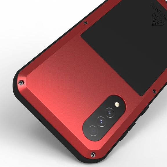 For Galaxy A50s LOVE MEI Metal Shockproof Water-resistant Dustproof Protective Case(Red)