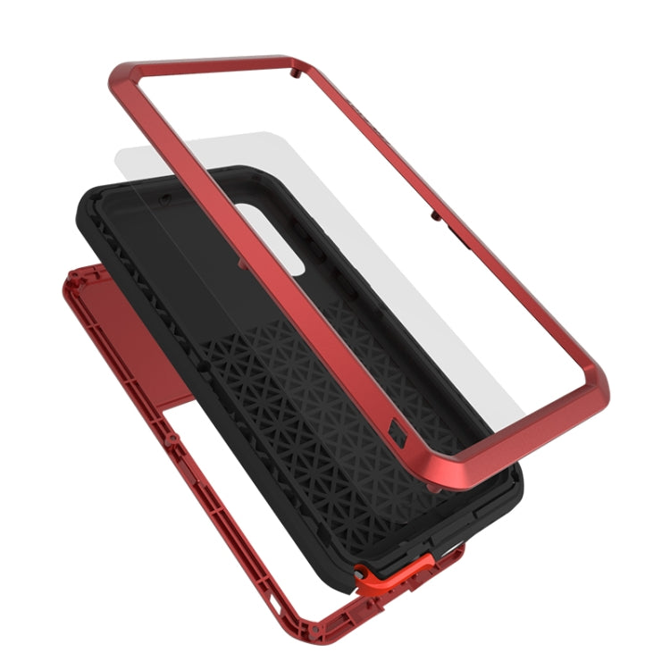 For Galaxy A50s LOVE MEI Metal Shockproof Water-resistant Dustproof Protective Case(Red)