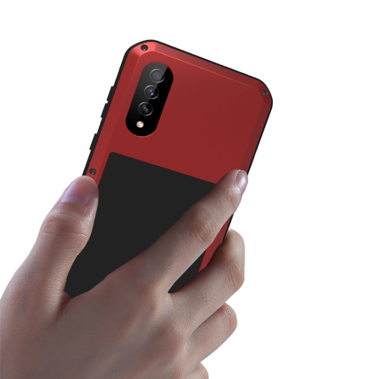 For Galaxy A50s LOVE MEI Metal Shockproof Water-resistant Dustproof Protective Case(Red)