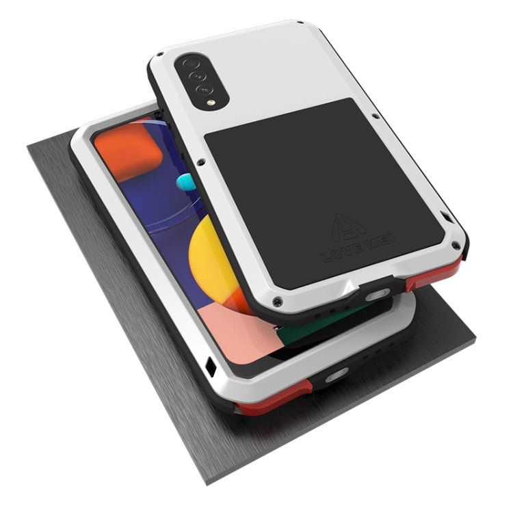 For Galaxy A50s LOVE MEI Metal Shockproof Water-resistant Dustproof Protective Case(White)