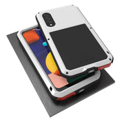 For Galaxy A50s LOVE MEI Metal Shockproof Water-resistant Dustproof Protective Case(White)