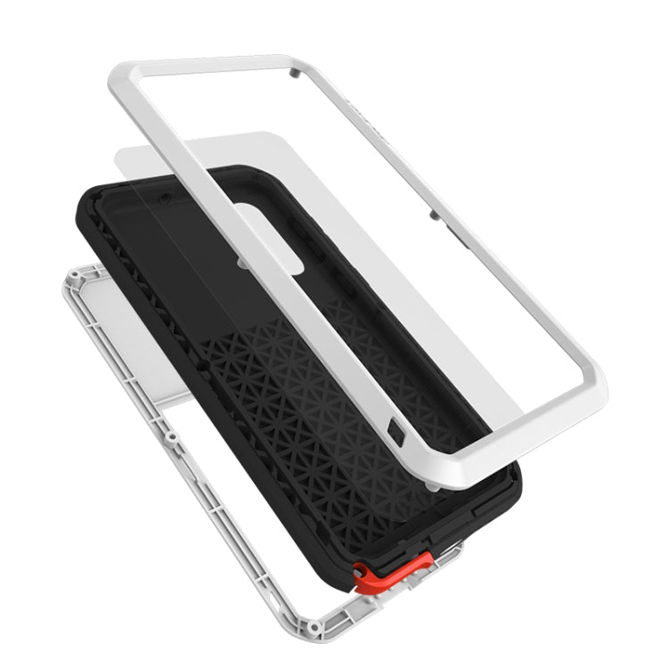 For Galaxy A50s LOVE MEI Metal Shockproof Water-resistant Dustproof Protective Case(White)