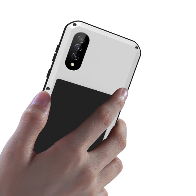 For Galaxy A50s LOVE MEI Metal Shockproof Water-resistant Dustproof Protective Case(White)